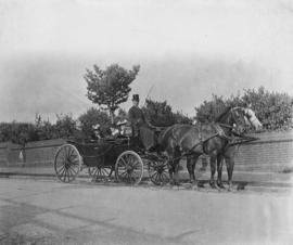 John and Adaline Hendry, and friends in horse drawn carriage