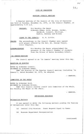 Council Meeting Minutes : Dec. 21, 1971