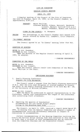 Council Meeting Minutes : Apr. 10, 1973