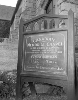 [Sign for Canadian Memorial Chapel at 1806 West 15th Avenue]