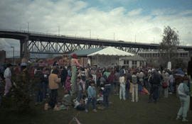 Crowd assembled around Chevron Stage during Fool's Day event