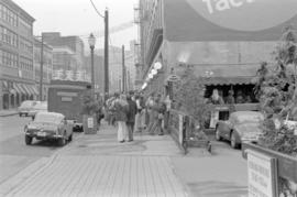 Customer queue outside the Old Spaghetti Factory