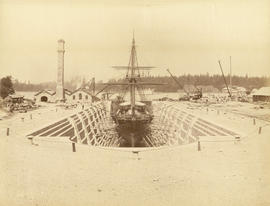 Drydock [at] Esquimalt (Vancouver Island - 450 feet long, 27 feet deep, 55 feet wide entrance)