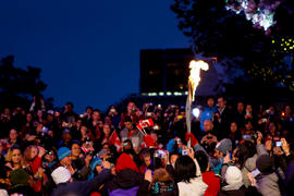 Torchbearer 48 Roberto Luongo carries the flame into Vancouver's 24 hour Community Celebration in...