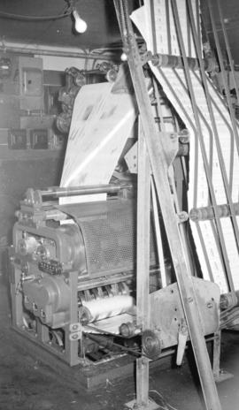 [Conveyor belt, used to bring newspapers to the mailroom, on Vancouver News-Herald press]