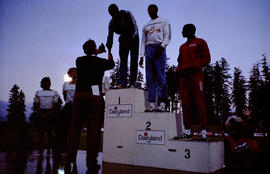 Winners on podium at Harry Jerome International Track Classic