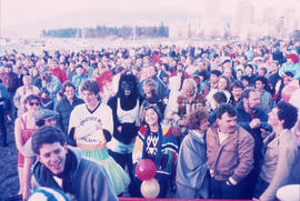 Crowd on beach at Polar Bear Swim