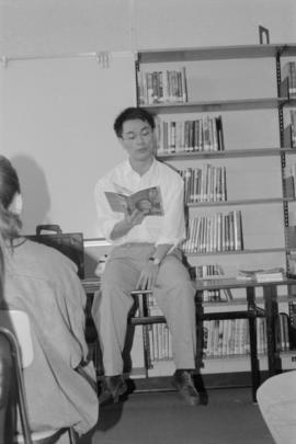 Paul Yee speaking with students at Killarney Secondary School library