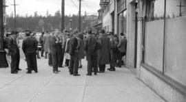 [Boeing workers outside the Boeing Aircraft of Canada, Ltd. plant after being locked out by compa...