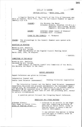 Council Meeting Minutes : Mar. 29, 1966
