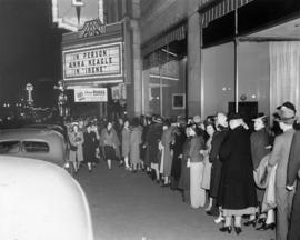 Part of the long night lineup outside the 5th Avenue Theatre, Seattle