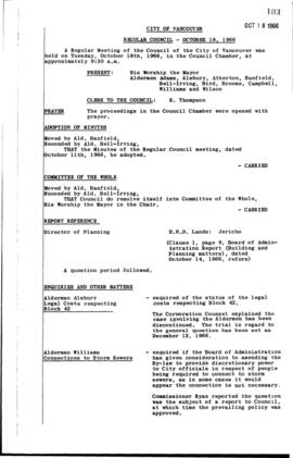 Council Meeting Minutes : Oct. 18, 20 & 24, 1966