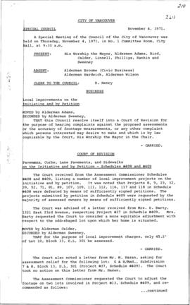 Council Meeting Minutes : Nov. 4, 1971