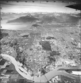 [Oblique view of Vancouver and Fraser River looking north]