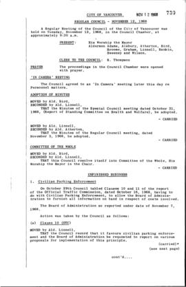 Council Meeting Minutes : Nov. 12, 1968
