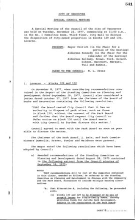 Special Council Meeting Minutes : Nov. 22, 1977