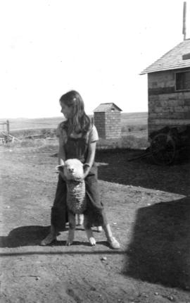 Jane [Banfield with a lamb]