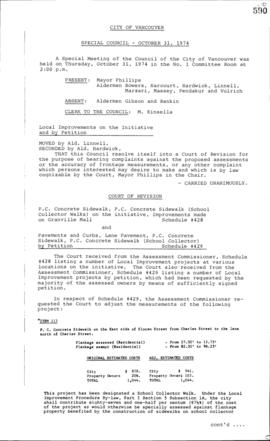 Special Council Meeting Minutes : Oct. 31, 1974
