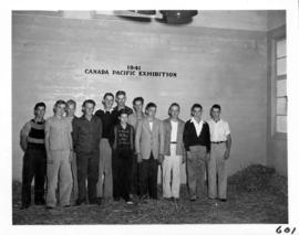 Group photograph of boys in Livestock building