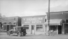 Storefront of B. Shewbrooks "The Man on the Spot" Real Estate, Insurance, Architect