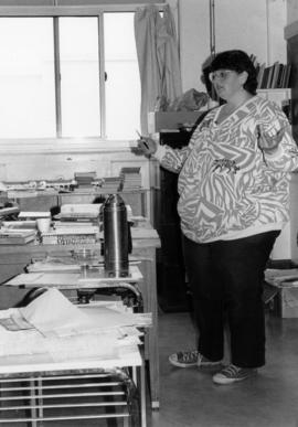 Unidentified woman in office space