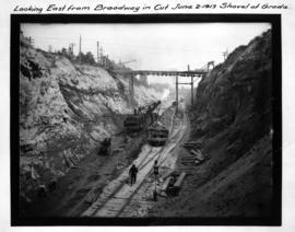 Looking east from Broadway in cut June 2,1913 Shovel at Grade