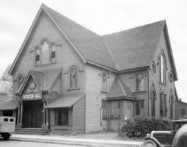 [Exterior of Hamilton Hall (formerly First Baptist Church) at 600 Hamilton Street]