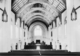 The nave, showing the open timber truss roof