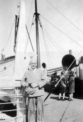 W.H. Malkin aboard S.S. "Princess Norah" en route to B.C. pulp and paper mill at Port A...