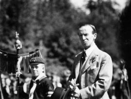 Lord Tweedsmuir inspects Boy Scouts and Wolf Cubs in Ceperley Playgrounds, August 27th 1936