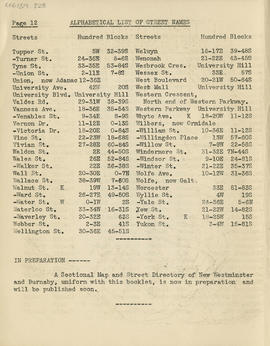 Sectional map and street directory of Vancouver, British Columbia : alphabetical list of street n...