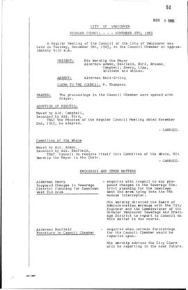 Council Meeting Minutes : Nov. 9, 1965