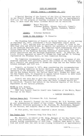 Special Council Meeting Minutes : Nov. 22, 1973