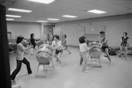 Katari Taiko members at a practice session at Strathcona Community Centre