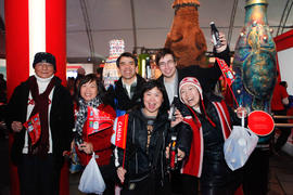 Day 105 Crowd enjoys Coca-Cola's Activation building at Yaletown's Community Celebration in Briti...
