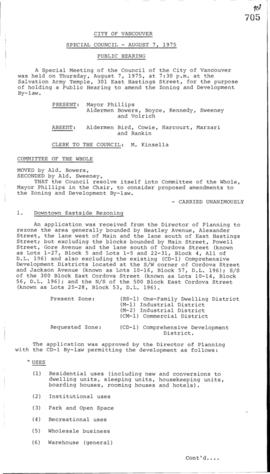 Special Council Meeting Minutes : Aug. 7, 1975