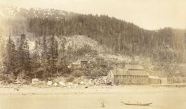 Buildings and mine on Douglas Island as seen from steamer