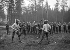 29th Battalion and Yukon Detachment ["Pugil stick" training to instruct in use of rifle...
