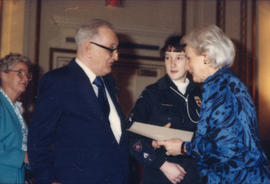 Jeanne Sauvé presents award to recipient