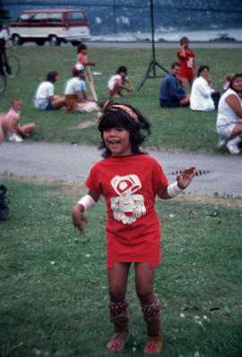 Heritage Day celebrations at Stanley Park, with First Nations child and spectators