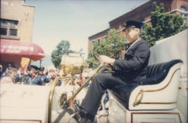 Driver in front seat of V.P.D. vehicle