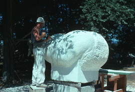 Michael Prentice working on sculpture