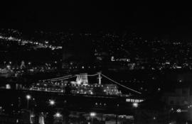 Dressed up [cruise ship at night at Vancouver dock]