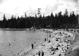 [View of] Second Beach [and bathhouse]