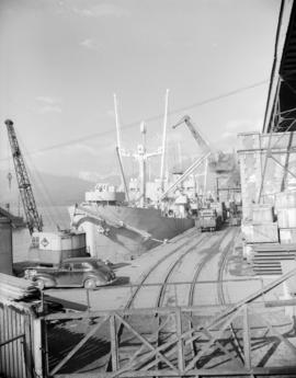 C.N.R. freighter - loading supplies for Russia [at Ballantyne Pier]