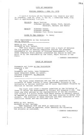 Special Council Meeting Minutes : June 22, 1978