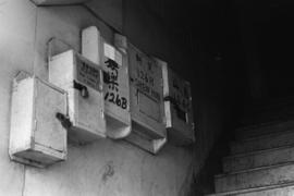 Tenants' mailboxes in Kwong Chai Tong building on 100 block East Pender Street, south side
