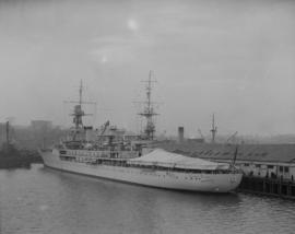 French warship, "Jeanne D'Arc" docked in harbour