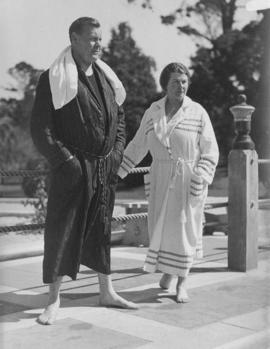 Eric W. and Aldyen Hamber in bathing robes