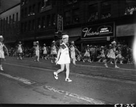 Young majorettes in 1953 P.N.E. Opening Day Parade